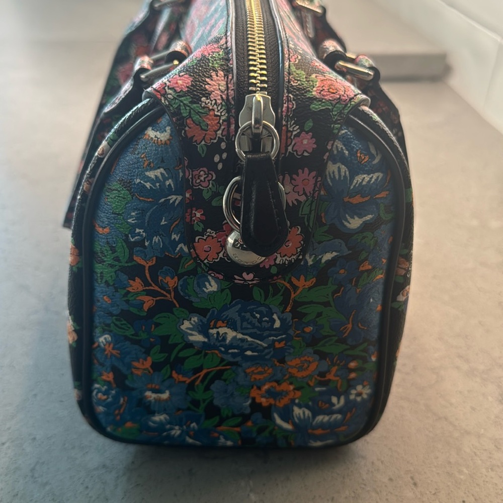 Coach satchel handbag Floral Pink Blue Black - Picture 3 of 10